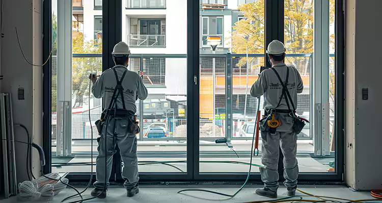 Patio Door Glass Replacement with Built-In Blinds in Palm Springs, FL